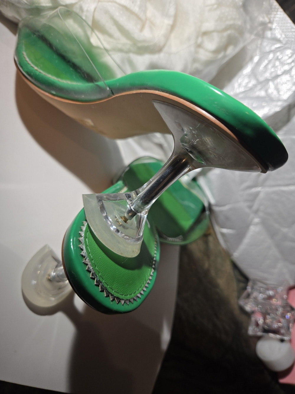 Vivianly Green Clear Lucite Heel Slide Sandals - Green - Picture 2 of 12